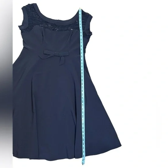 Modcloth Fervour Navy Blue Vintage Style 60s Housewife Bow Detail Dress Sz XL - Picture 8 of 14